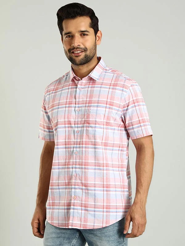 Indian Terrain Men's Regular Fit Half Sleeve Checkered Multicolor Shirt